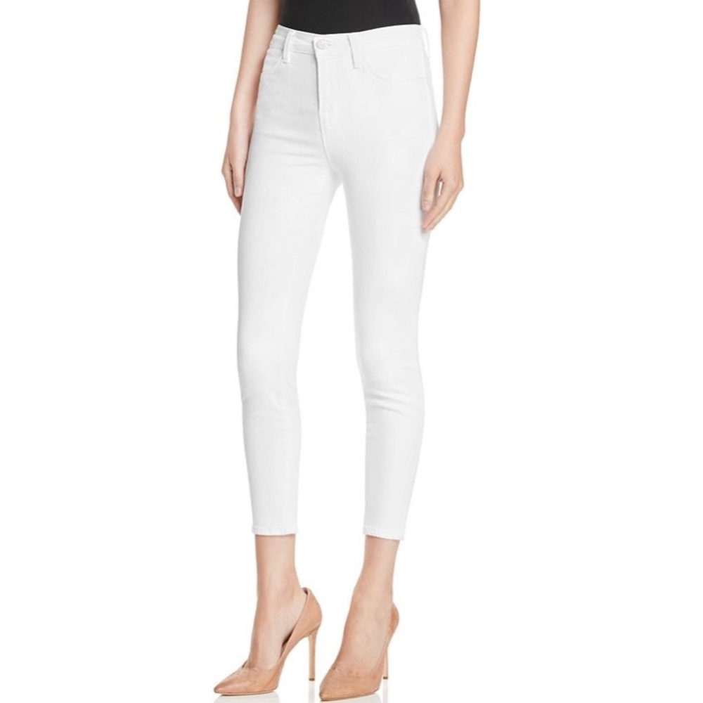 J Brand Alana High Rise Crop Jeans in Blanc White